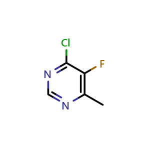Chemical structure of 4-chloro-5-fluoro-6-methylpyrimidine , CAS 898044-55-8, AChemBlock U131320