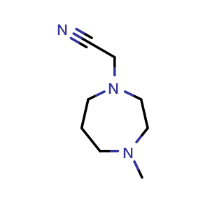 Chemical structure of 2-(4-methyl-1,4-diazepan-1-yl)acetonitrile , CAS 90206-21-6, AChemBlock U131325