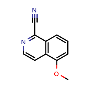 Chemical structure of 5-methoxyisoquinoline-1-carbonitrile , CAS 90806-60-3, AChemBlock U131334