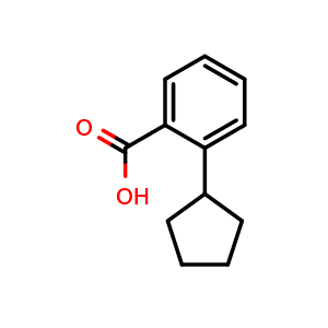 Chemical structure of 2-cyclopentylbenzoic acid , CAS 91495-66-8, AChemBlock U131347