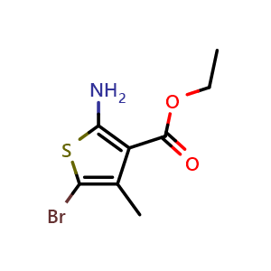 Chemical structure of ethyl 2-amino-5-bromo-4-methylthiophene-3-carboxylate , CAS 915194-47-7, AChemBlock U131348
