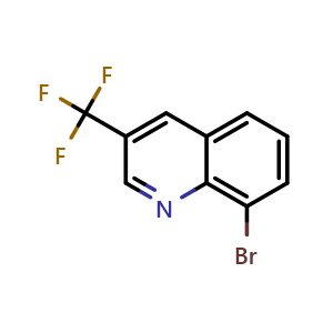 Chemical structure of 8-bromo-3-(trifluoromethyl)quinoline , CAS 917251-86-6, AChemBlock U131356
