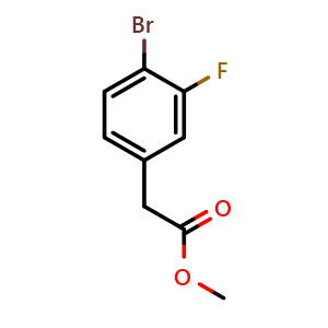 Chemical structure of methyl 2-(4-bromo-3-fluorophenyl)acetate , CAS 942282-41-9, AChemBlock U131398