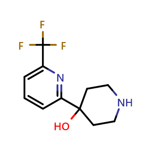 Chemical structure of 4-(6-(trifluoromethyl)pyridin-2-yl)piperidin-4-ol , CAS 957999-59-6, AChemBlock U131431