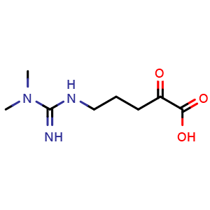 Chemical structure of 5-(3,3-dimethylguanidino)-2-oxopentanoic acid , CAS 107347-90-0, AChemBlock U131455