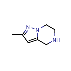 Chemical structure of 2-methyl-4,5,6,7-tetrahydropyrazolo[1,5-a]pyrazine , CAS 1209273-29-9, AChemBlock U131458