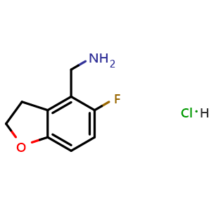 Chemical structure of (5-fluoro-2,3-dihydrobenzofuran-4-yl)methanamine hydrochloride , CAS 2135600-87-0, AChemBlock U131486