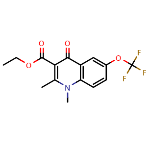 Chemical structure of ethyl 1,2-dimethyl-4-oxo-6-(trifluoromethoxy)-1,4-dihydroquinoline-3-carboxylate , CAS 2376604-10-1, AChemBlock U131501