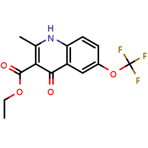 Chemical structure of ethyl 2-methyl-4-oxo-6-(trifluoromethoxy)-1,4-dihydroquinoline-3-carboxylate , CAS 2376604-11-2, AChemBlock U131502