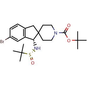 tert-butyl (S)-6-bromo-1-(((R)-tert-butylsulfinyl)amino)-1,3-dihydrospiro[indene-2,4'-piperidine]-1'-carboxylate