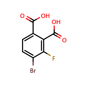 Chemical structure of 4-bromo-3-fluorophthalic acid , CAS 2408642-17-9, AChemBlock U131505