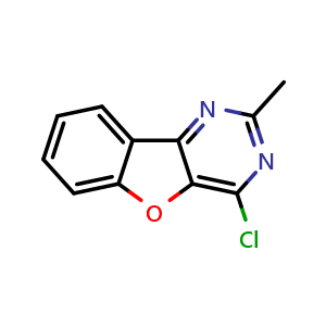 Chemical structure of 4-Chloro-2-methylbenzofuro[3,2-d]pyrimidine , CAS 39786-40-8, AChemBlock U131534
