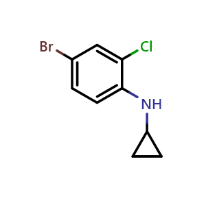 Chemical structure of 4-bromo-2-chloro-N-cyclopropylaniline , CAS 1152617-42-9, AChemBlock U131542