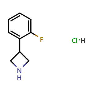 Chemical structure of 3-(2-fluorophenyl)azetidine hydrochloride , CAS 1203686-39-8, AChemBlock U131545