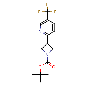 Chemical structure of tert-butyl 3-(5-(trifluoromethyl)pyridin-2-yl)azetidine-1-carboxylate , CAS 1356109-78-8, AChemBlock U131555