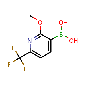 Chemical structure of (2-methoxy-6-(trifluoromethyl)pyridin-3-yl)boronic acid , CAS 1429874-11-2, AChemBlock U131560