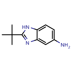 Chemical structure of 2-(tert-butyl)-1H-benzo[d]imidazol-5-amine , CAS 177843-66-2, AChemBlock U131570