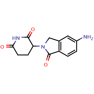 Chemical structure of 3-(5-amino-1-oxoisoindolin-2-yl)piperidine-2,6-dione , CAS 191732-70-4, AChemBlock U131575