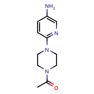 Chemical structure of 1-(4-(5-aminopyridin-2-yl)piperazin-1-yl)ethanone , CAS 92808-20-3, AChemBlock U131623