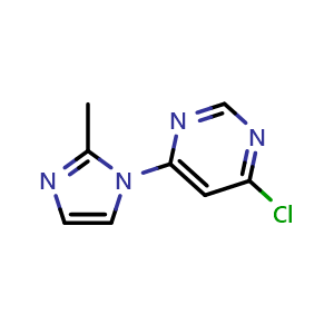 Chemical structure of 4-chloro-6-(2-methyl-1H-imidazol-1-yl)pyrimidine , CAS 941294-31-1, AChemBlock U131624