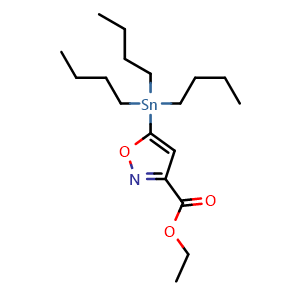 Chemical structure of 5-(Tributylstannyl)isoxazole-3-carboxylic acid ethyl ester , CAS 126085-91-4, AChemBlock U131631