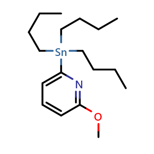 Chemical structure of 2-Methoxy-6-(tributylstannanyl)pyridine , CAS 164014-94-2, AChemBlock U131647