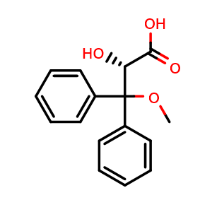 Chemical structure of (S)-2-Hydroxy-3-methoxy-3,3-diphenylpropionic acid , CAS 178306-52-0, AChemBlock U131651