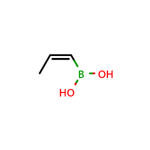 Chemical structure of cis-1-Propene-1-boronic acid , CAS 7547-96-8, AChemBlock U131663