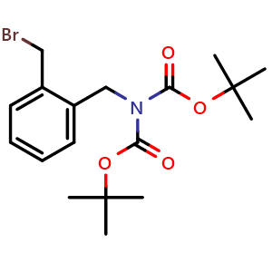 Chemical structure of tert-Butyl N-[[2-(bromomethyl)phenyl]methyl]-N-tert-butoxycarbonylcarbamate , CAS 2031249-70-2, AChemBlock U131669