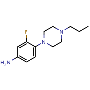 Chemical structure of 3-fluoro-4-(4-propylpiperazin-1-yl)benzenamine , CAS 1026156-06-8, AChemBlock U131686