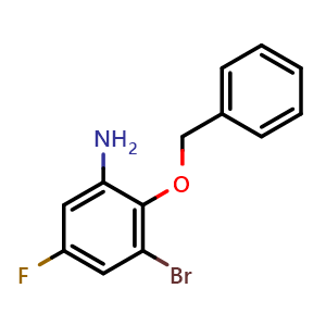 Chemical structure of 2-(Benzyloxy)-3-bromo-5-fluoroaniline , CAS 1096303-75-1, AChemBlock U131710