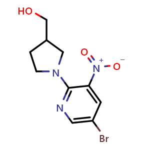 Chemical structure of (1-(5-bromo-3-nitropyridin-2-yl)pyrrolidin-3-yl)methanol , CAS 1138444-02-6, AChemBlock U131722