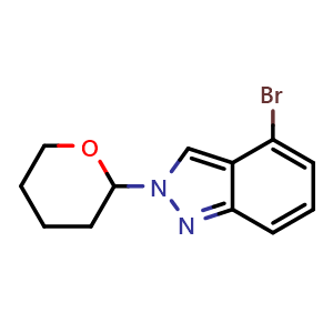 Chemical structure of 4-bromo-2-(oxan-2-yl)indazole , CAS 1266386-31-5, AChemBlock U131777