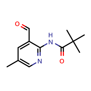 Chemical structure of N-(3-formyl-5-methylpyridin-2-yl)pivalamide , CAS 127446-31-5, AChemBlock U131778