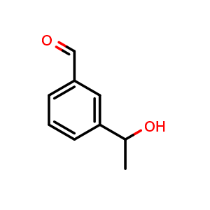 Chemical structure of 3-(1-hydroxyethyl)benzaldehyde , CAS 1313850-70-2, AChemBlock U131788