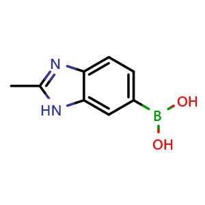 Chemical structure of 2-methyl-3H-benzo[d]imidazol-5-yl-5-boronic acid , CAS 1314358-26-3, AChemBlock U131789