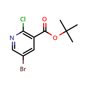 Chemical structure of tert-butyl 5-bromo-2-chloropyridine-3-carboxylate , CAS 1335055-73-6, AChemBlock U131796