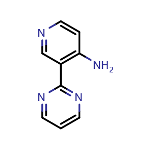 Chemical structure of 3-(pyrimidin-2-yl)pyridin-4-amine , CAS 1339398-96-7, AChemBlock U131800