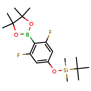Chemical structure of tert-butyl (3,5-difluoro-4-(4,4,5,5-tetramethyl-1,3,2-dioxaborolan-2-yl)phenoxy)dimethylsilane , CAS 1355011-29-8, AChemBlock U131807