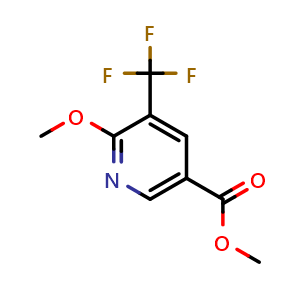Chemical structure of methyl 6-methoxy-5-(trifluoromethyl)nicotinate , CAS 1360883-19-7, AChemBlock U131809