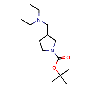 Chemical structure of tert-butyl 3-((diethylamino)methyl)pyrrolidine-1-carboxylate , CAS 1395890-10-4, AChemBlock U131819
