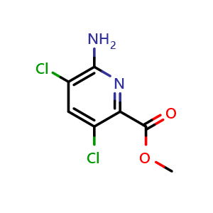 Chemical structure of Methyl 6-amino-3,5-dichloropicolinate , CAS 1416374-91-8, AChemBlock U131827