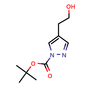 Chemical structure of tert-butyl 4-(2-hydroxyethyl)-1H-pyrazole-1-carboxylate , CAS 143282-05-7, AChemBlock U131836