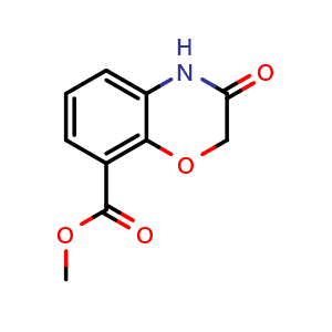 Chemical structure of methyl 3-oxo-4H-1,4-benzoxazine-8-carboxylate , CAS 149396-34-9, AChemBlock U131847