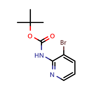 Chemical structure of tert-butyl N-(3-bromopyridin-2-yl)carbamate , CAS 149489-04-3, AChemBlock U131848