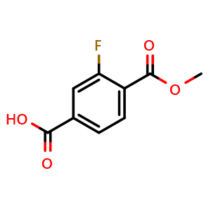 Chemical structure of 4-(methoxycarbonyl)-3-fluorobenzoic acid , CAS 161796-11-8, AChemBlock U131863