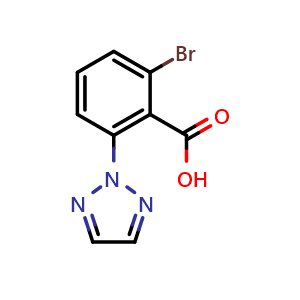Chemical structure of 2-bromo-6-(2H-1,2,3-triazol-2-yl)benzoic acid , CAS 1637688-41-5, AChemBlock U131871