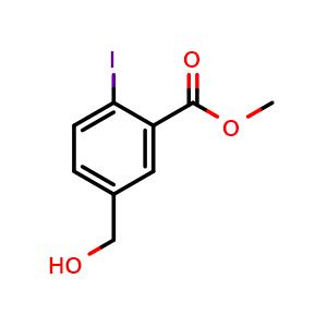 Chemical structure of methyl 5-(hydroxymethyl)-2-iodobenzoate , CAS 169204-67-5, AChemBlock U131879