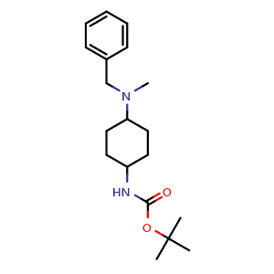 Chemical structure of tert-butyl 4-(N-benzyl-N-methylamino)cyclohexylcarbamate , CAS 1692915-55-1, AChemBlock U131880