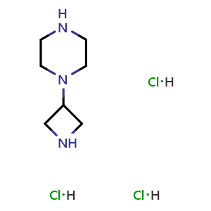 Chemical structure of Piperazine, 1-(3-azetidinyl)-, hydrochloride (1:3) , CAS 2007920-52-5, AChemBlock U131928